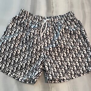Dior Black & White Logo-Print Men’s Athletic Shorts